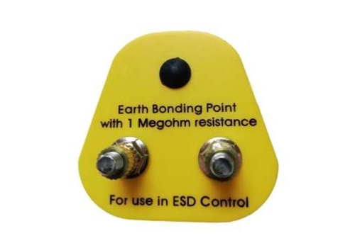 จุดเสียบกราวด์กันไฟฟ้าสถิต จุกเสียบกราวด์ สายกราวด์กันไฟฟ้าสถิต Yellow earth eu plug 2x m5 post bsc